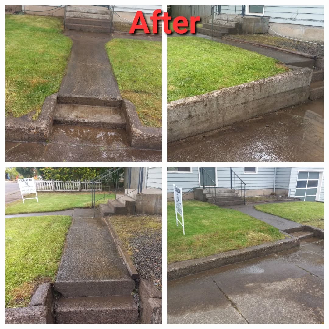 Rental-property walkway and steps cleaned and ready for the next tenant